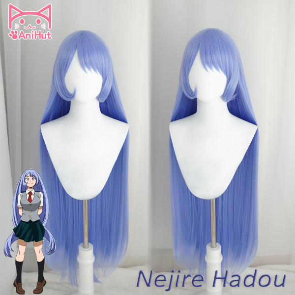 AniHut Anime My Hero Academia Nejire Hadou Cosplay Wig 100CM 39IN Blue Wigs Big 3