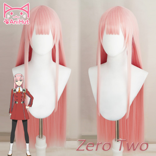 AniHut 02 Zero Two Cosplay Wig Anime DARLING in the FRANXX Cosplay Wig Pink Synthetic Hair 02 DARLING in the FRANXX Hair Women