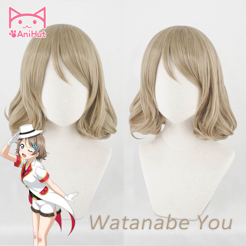 AniHut Watanabe You Wig Love Live Sunshine Lovelive Aqours Cosplay Wig Blonde Hair