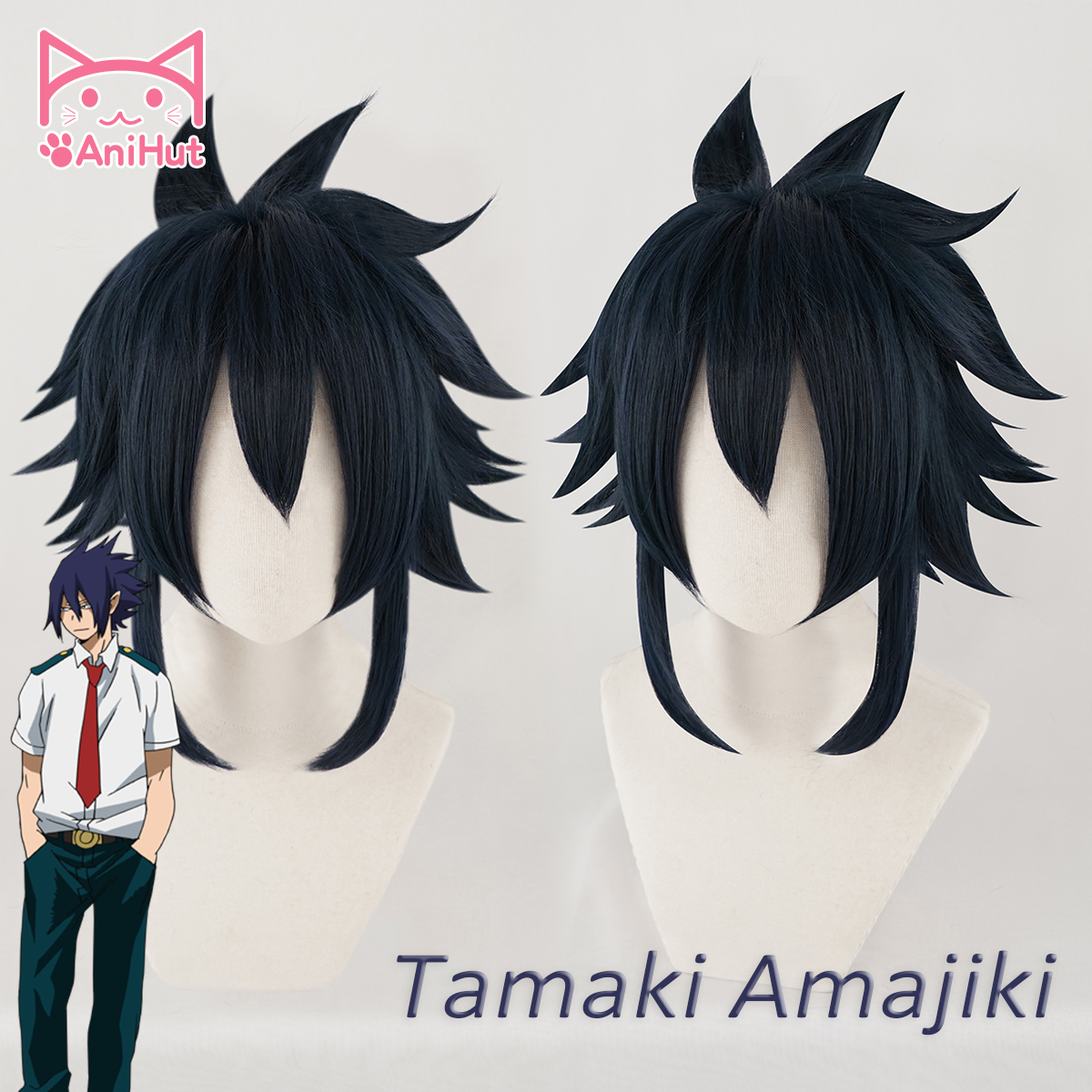 AniHut Anime My Hero Academia Tamaki Amajiki Cosplay Wig Boku No Hero  Academia Cosplay BIG 3 Tamaki Amajiki 28CM 11IN Blue Wigs