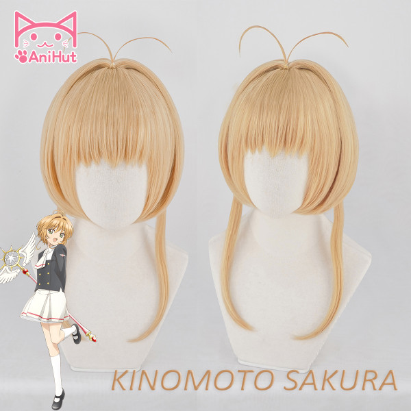 AniHut Kinomoto Sakura CardCaptor Cosplay Wig Women Brown 30cm Synthetic Hair Anime Card Captor Sakura Cosplay Wig CardCaptor