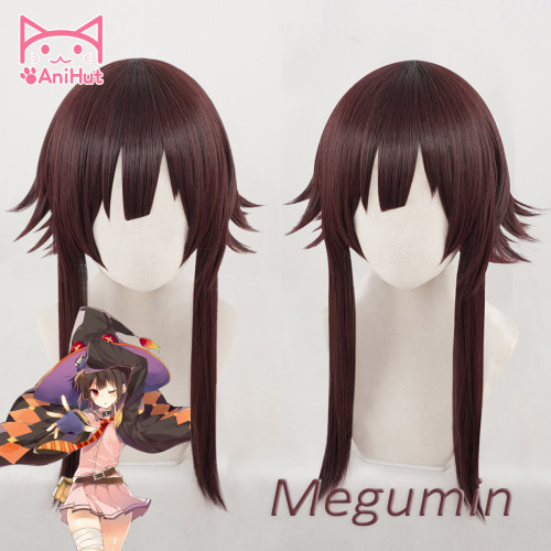 Anihut Megumin Cosplay Wig Anime God S Blessing On This Wonderful World Synthetic Dark Red Hair Cosplay
