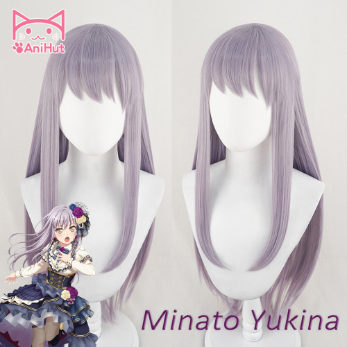 AniHut Minato Yukina Wig Game BanG Dream! Cosplay Wig Synthetic Purple Women Hair Anime BanG Dream Cosplay Minato Yukina Costume
