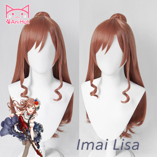 AniHut Imai Lisa Wig Game BanG Dream! Cosplay Wig Brown Synthetic Women Hair Anime BanG Dream Cosplay Imai Lisa Costume