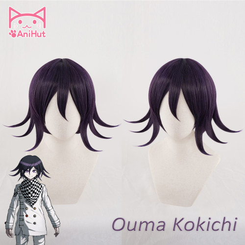 AniHut Ouma Kokichi Wig Danganronpa V3 Cosplay Wig Purple Synthetic Hair Ouma Kokichi Cosplay