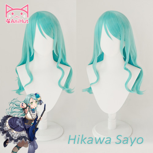 AniHut Hikawa Sayo Wig Game BanG Dream! Cosplay Wig Blue Synthetic Women Hair Anime BanG Dream Cosplay Hikawa Sayo Costume