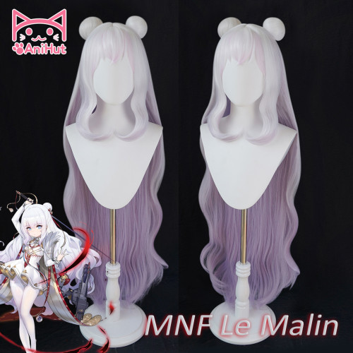 Anihut MNF LE MALIN Cosplay Wig Game Azur Lane Women Heat Resistant Synthetic Pink White Cosplay Wig MNF Le Malin