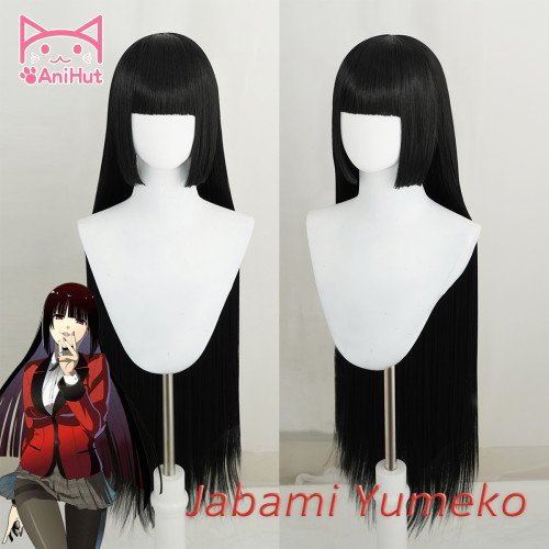 AniHut Jabami Yumeko Wig Anime Kakegurui Cosplay Wig Women Black 100cm Synthetic Hair