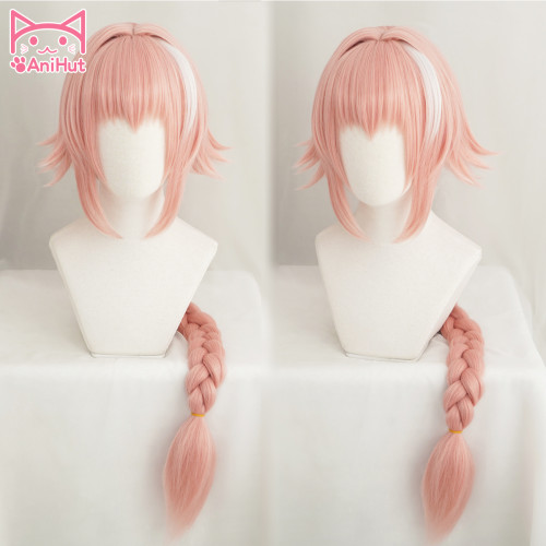 AniHut Astolfo Wig Pink Fate Apocrypha Cosplay Wig Synthetic Heat Resistant Hair Anime Fate Apocrypha Cosplay Hair Women Wigs