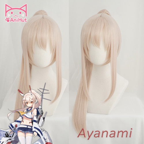 Anihut Ayanami Cosplay Wig Game Azur Lane Women Heat Resistant Synthetic Milky White Ayanami Cosplay Wig