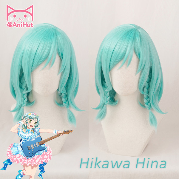 AniHut Hikawa Hina Wig Game BanG Dream! Cosplay Wig Blue Synthetic Women Hair Anime BanG Dream Cosplay Hikawa Hina Costume