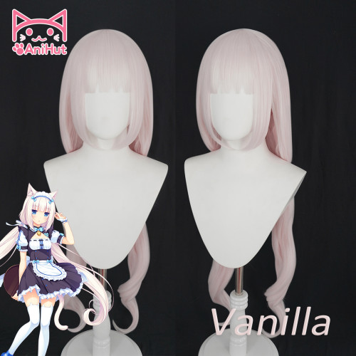 AniHut Vanilla Wig Anime NEKOPARA Cosplay Wig Women Pink 100cm Synthetic Hair