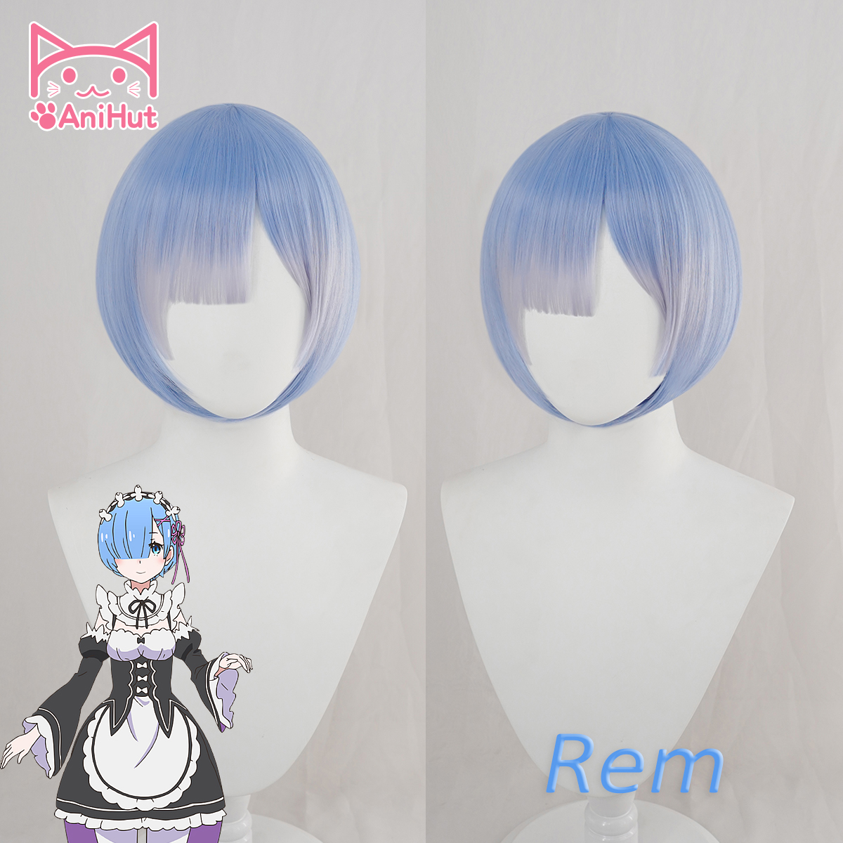 AniHut REM Wig Anime Re:Zero Starting Life in Another World Heat