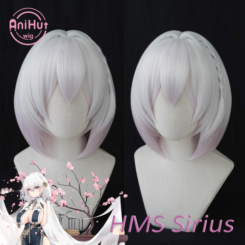 Anihut HMS Sirius Cosplay Wig Game Azur Lane Women Heat Resistant Synthetic Pink White Cosplay Wig HMS Sirius