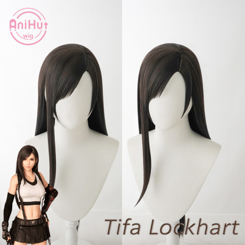 AniHut Tifa Lockhart Wig Final Fantasy VII Remake Cosplay Black Synthetic Heat Resistant Hair Tifa Cosplay