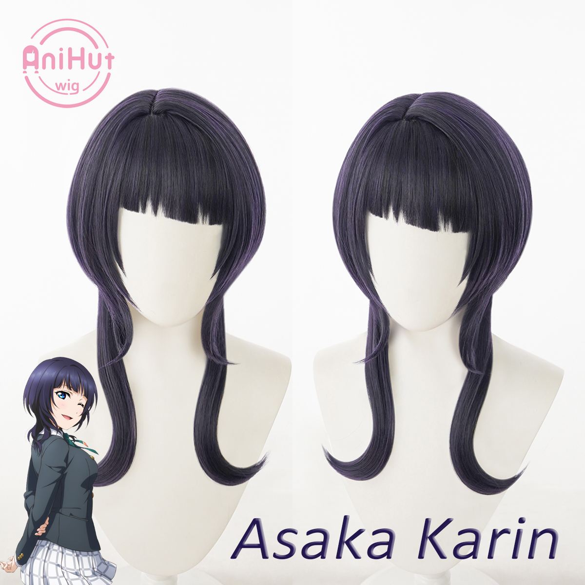 Anihut Asaka Karin Cosplay Wig PERFECT DREAM PROJECT Dark Purple