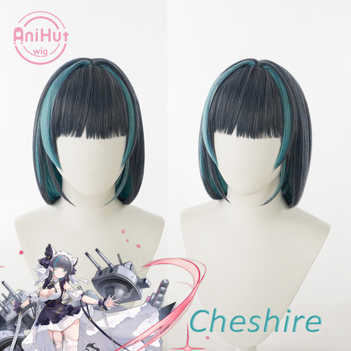 Anihut HMS Cheshire Cosplay Wig Game Azur Lane Women Heat Resistant Synthetic Blue Green Cosplay Wig Cheshire Cosplay