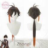 AniHut Zhongli Cosplay Wig Genshin Impact Cosplay Brown Heat Resistant Synthetic Hair Zhongli Halloween Cosplay