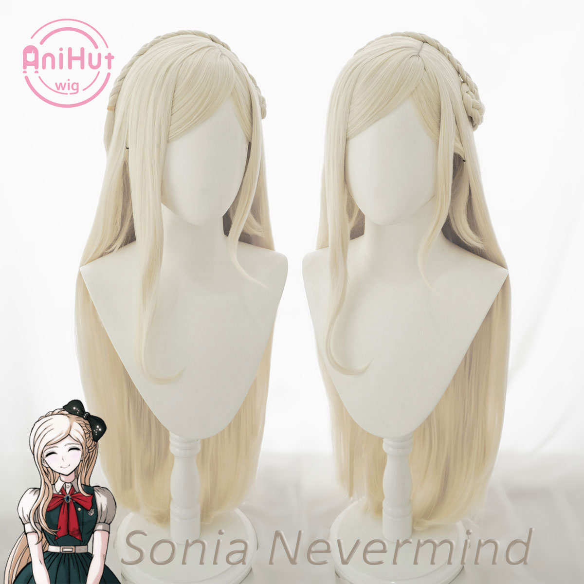 AniHut Sonia nevermind Wig Danganronpa Cosplay Synthetic Heat Resistant