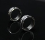 Magnetic Engraved PK Ring - Silver - Letter Pattern (2 Sizes)