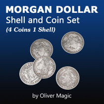 Morgan Dollar Shell and Coin Set (4 Coins 1 Shell) by Oliver Magic