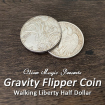 Gravity Flipper Coin (Walking Liberty Half Dollar) by Oliver Magic