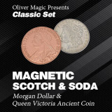 Magnetic Scotch & Soda (Morgan Dollar and Queen Victoria Ancient Coin) by Oliver Magic - Classic Set