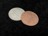 Hopping Half (Morgan Dollar and Statue of Liberty Ancient Coin) by Oliver Magic