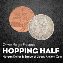 Hopping Half (Morgan Dollar and Statue of Liberty Ancient Coin) by Oliver Magic