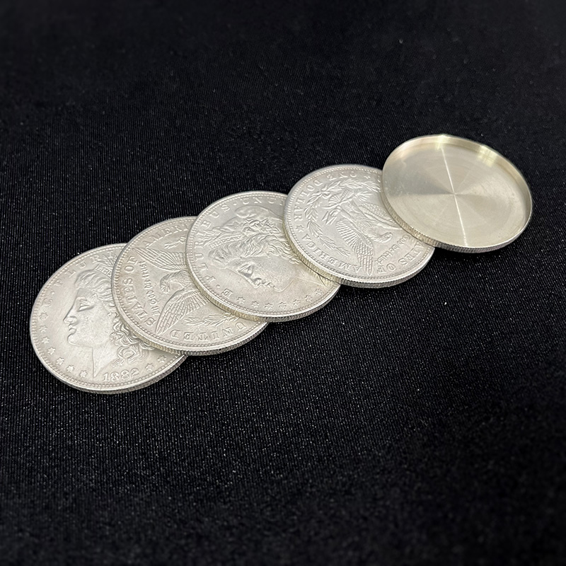 Cupronickel Morgan Dollar Shell and Coin Set (4 Coins 1