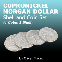 Cupronickel Morgan Dollar Shell and Coin Set (4 Coins 1 Shell) by Oliver Magic