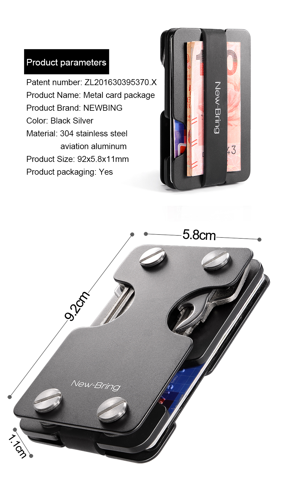 metal key holder and credit card holder wallet