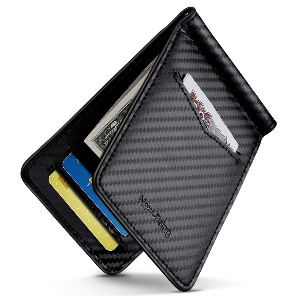 US$ 14.99 - New-Bring Mens Leather Minimalist Wallet RFID Blocking Credit Card Holder Slim ...
