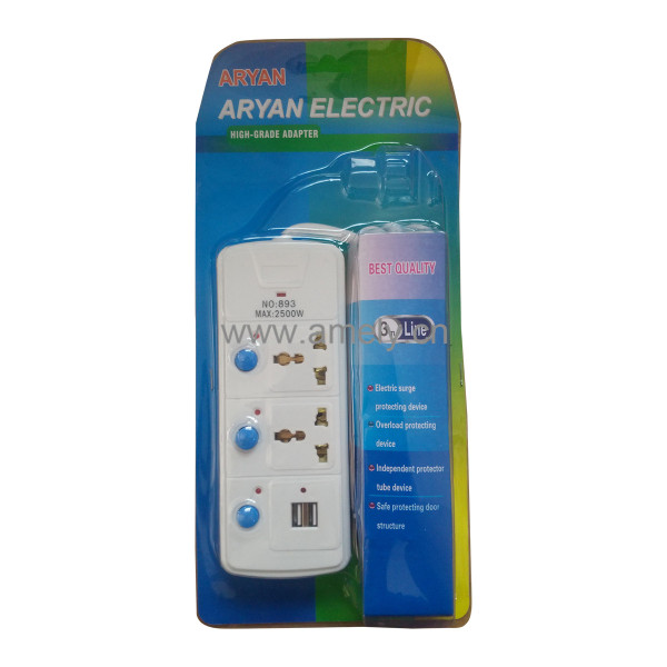 I-MARSTAR AD-ES3A32USB 3M+004 / 2-way independent switch socket with 2 USB charger ports and LED