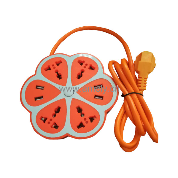I-MARSTAR AD-ES3D64USB 1.8M / Orange Flower Shape Socket with 4 USB ports