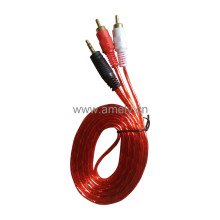 2BY1 1.8M / Red transparent Audio and Video cable