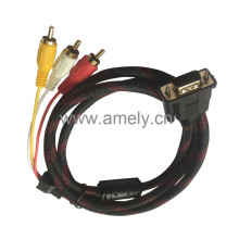 VGA to 3RCA 1.5M / 1.4v 1080p HDTV Male to 3RCA Component Converter Adapter Cable for HDTV DVD