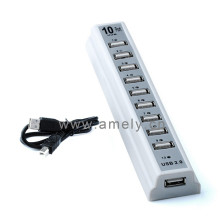 High Quality 10-port USB 2.0 HUB with LED for PC Laptop