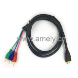 HDTV Male to 3RCA 1.5M AV Composite Male M/M Connector Adapter Cable Cord Transmitter