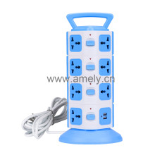 I-MARSTAR K4U / AD-ES4C4A2U 2M / Vertical 4-layer socket with 2 USB charger ports, independent switch and LED