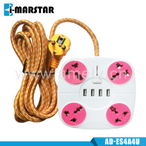 I-MARSTAR AD-ES4A4U 3M / 4-way socket, 4 USB charger ports