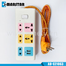 I-MARSTAR AD-CZ1063+USB 2M+004/ 5-way socket,2 USB charger ports