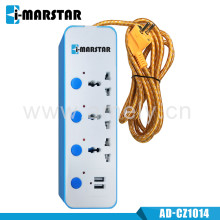 I-MARSTAR AD-CZ1014+USB 2M+004 / 3-way socket,2 USB charger ports With switch button