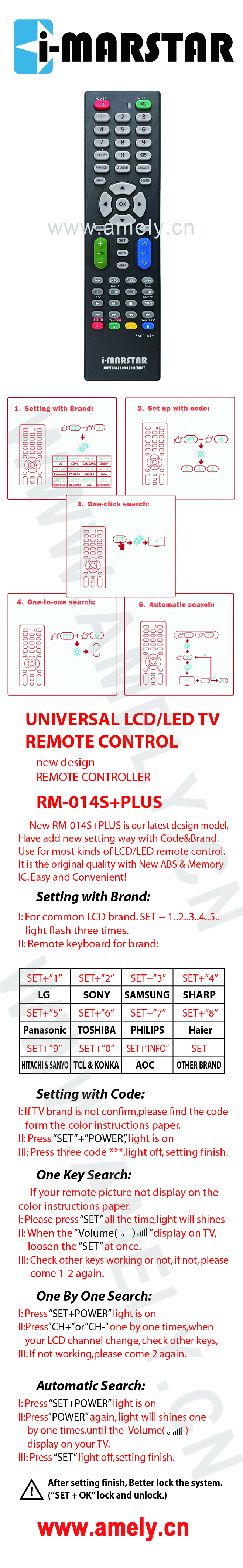 CONTROL REMOTO PARA TV UNIVERSAL RM-014S+ (LCD/LED)