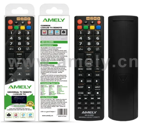 AD-UL028S AMELY unviersal TV (LCD/LED) remote control with learning function