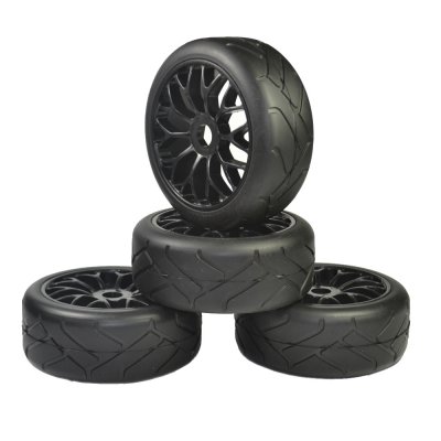 RC 907W-6087  Rubber Tires /& Wheel Plastic 4Pcs For HSP HPI 1//10 On-Road Car