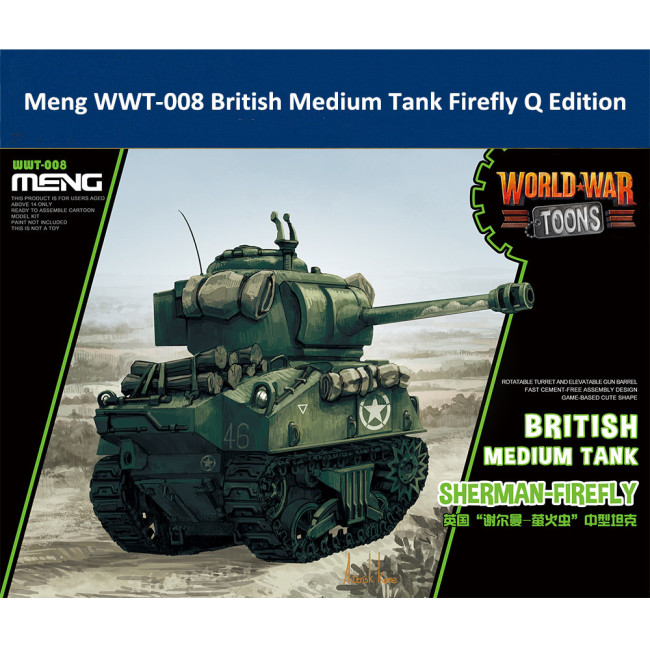 Meng WWT-008 British Medium Tank Sherman Firefly Q Edition Plastic Assembly Model Kit