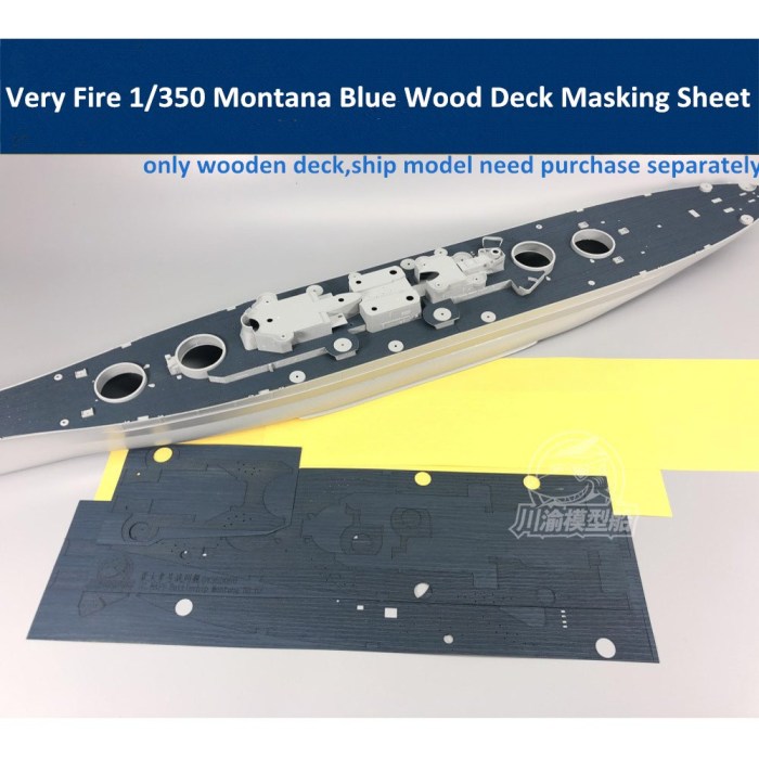 1/350 Scale Blue Wooden Deck Masking Sheet for Very Fire Montana VF350913 Model Ship CY350050B