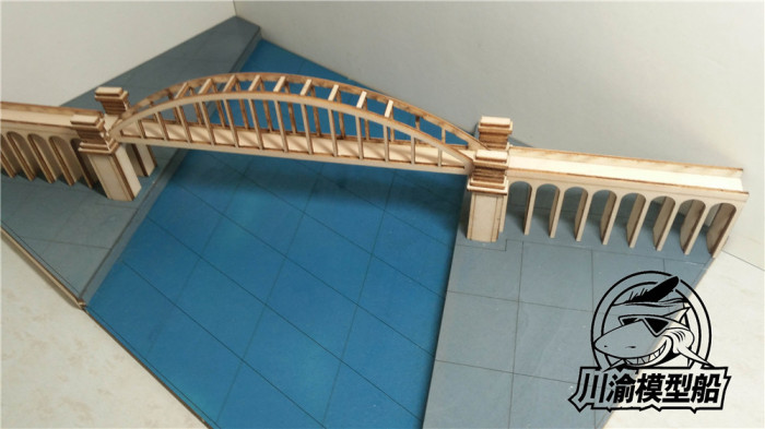 1/700 Cross River Arch Bridge Sence Diorama Platform DIY Wooden Assembly Model Kit CY709