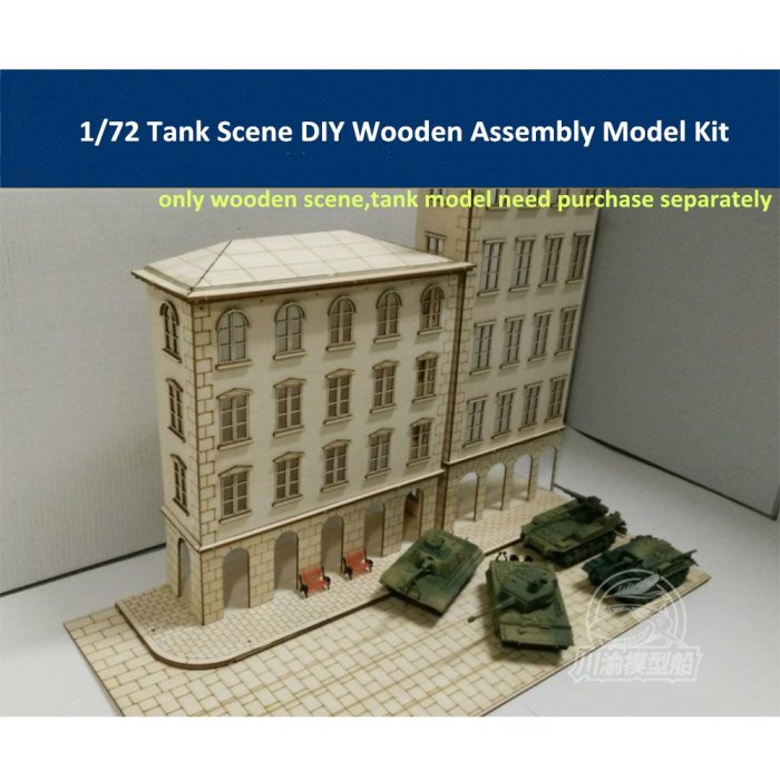 1/72 Scale Tank Scene DIY Wooden Assembly Model Kit CY702